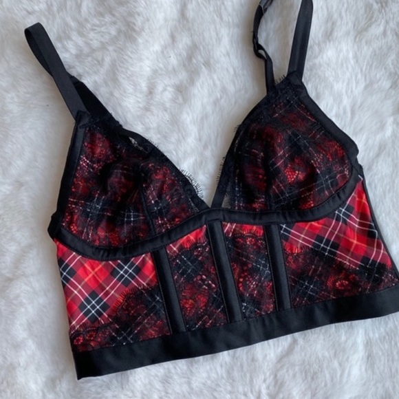 Victoria’s Secret Longline Plaid Lace Bustier Crop - Picture 8 of 10